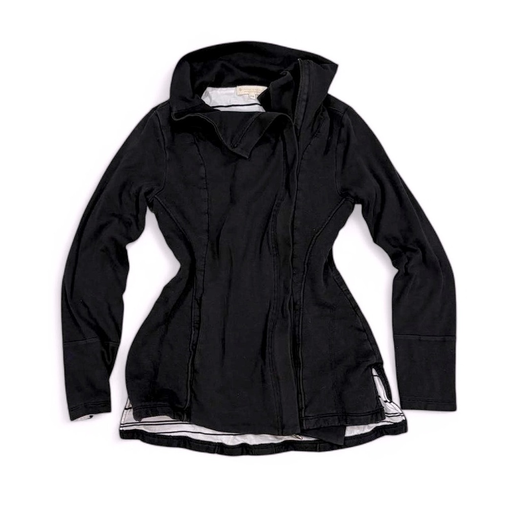 Indigenous Asymmetrical Side Zip Sweatshirt Jacket Cowl Neck Fold Over Collar